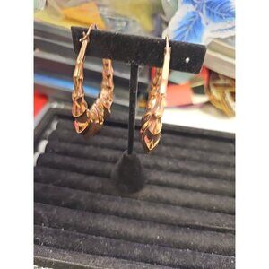 Earrings Pierced Hoops Copper  2.5" Inches  Bamboo Style Saddleback Closure